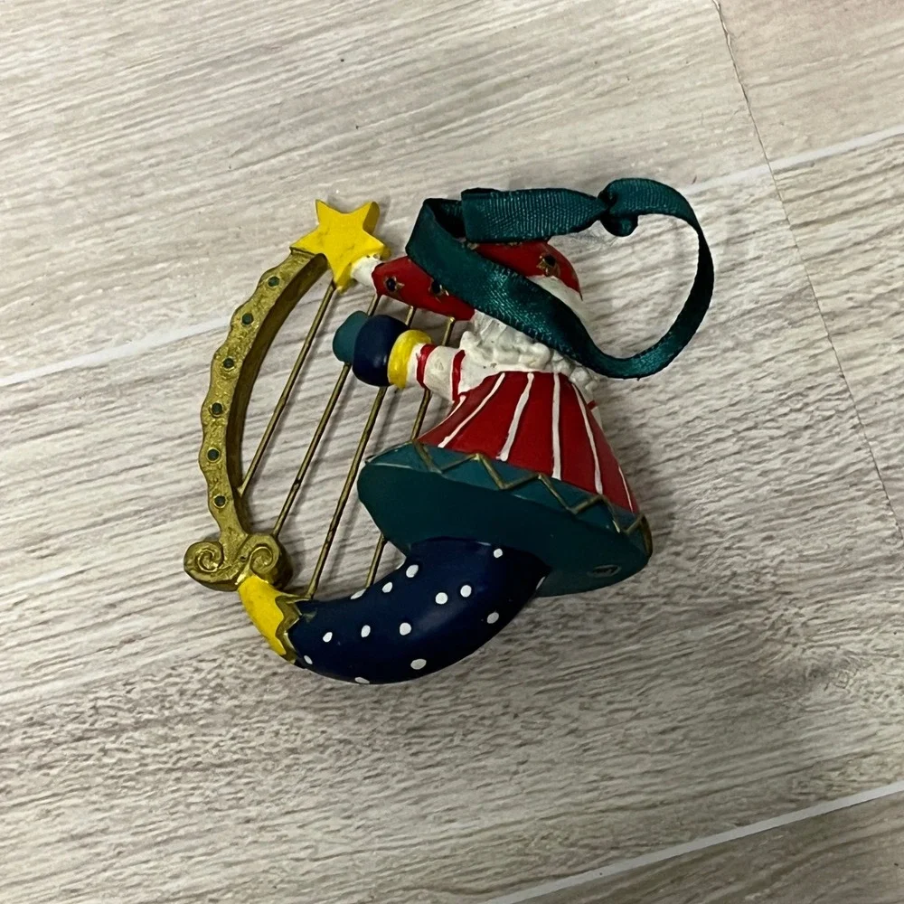 Santa Claus Moon Harp Christmas‎ Ornament Musical Holiday Decoration